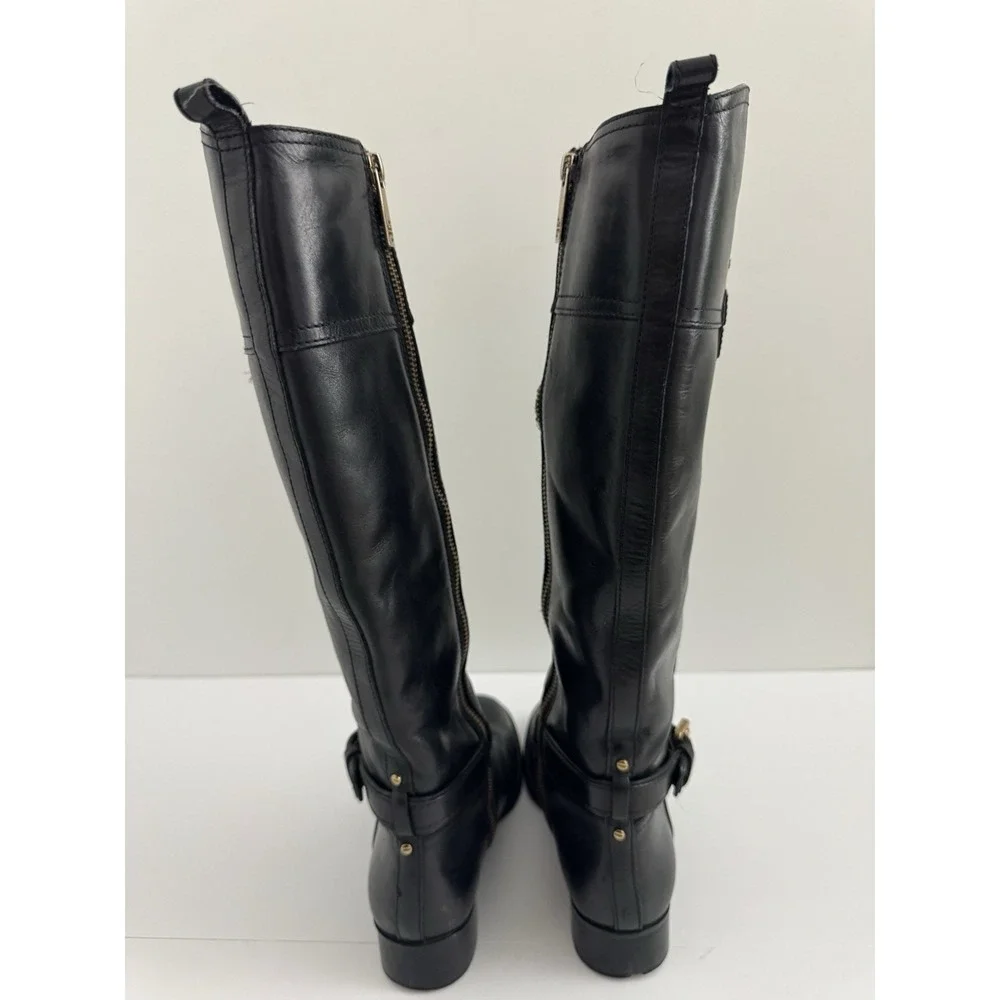 Tory Burch Blaire Size 6 M‎ Leather Womens Riding Boots Black